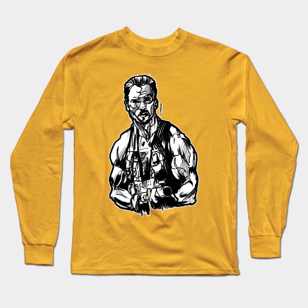 Arnie Commando Chopper Predator Terminator! Long Sleeve T-Shirt by sketchnkustom